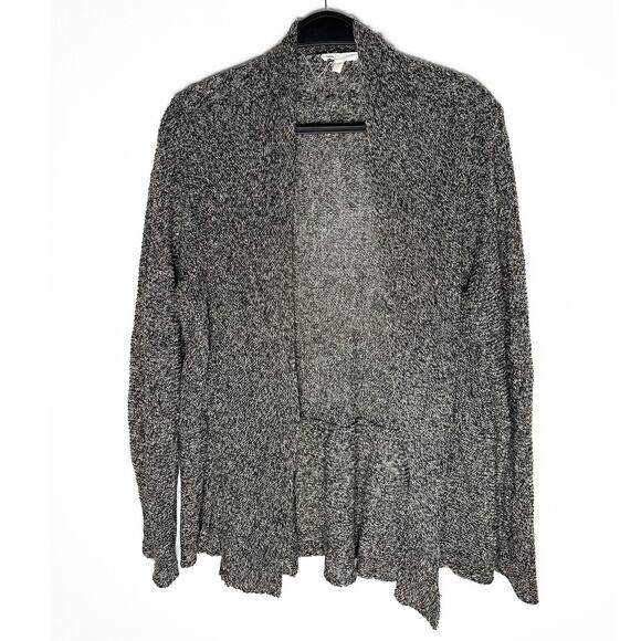 Eileen Fisher Womens 100% Linen Open Front Shaped Cardigan Sweater Ruffle Hem 1X - Picture 1 of 7